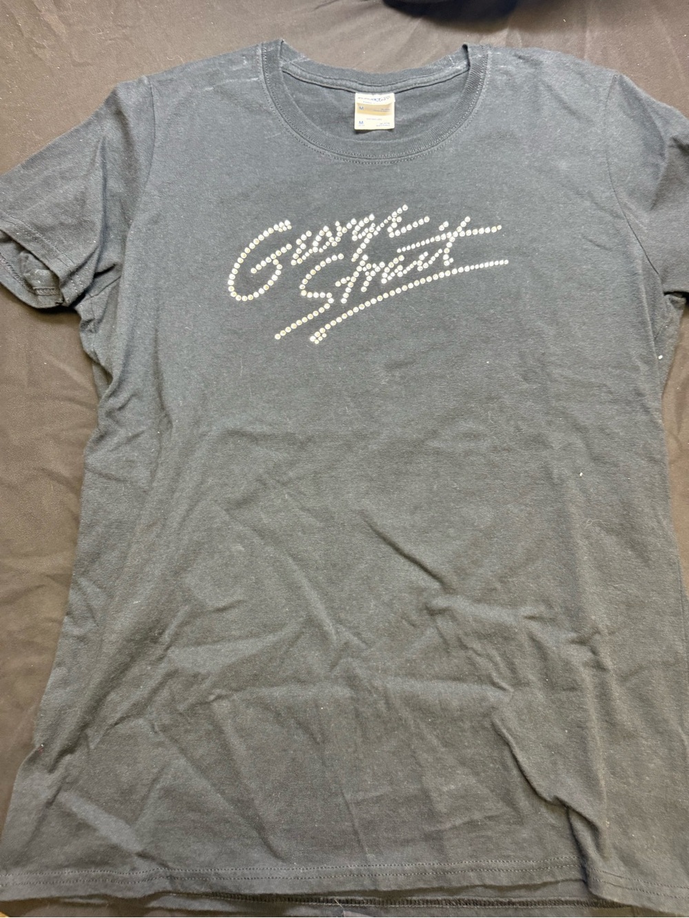 George Straight Port and Company Black Tee with Silver Stud Script